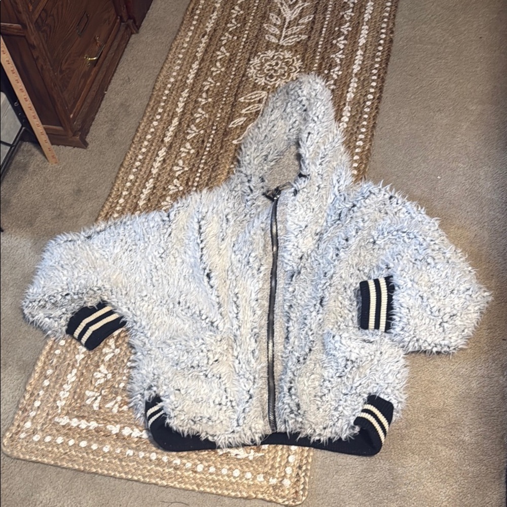 Free People Fuzzy Gray Hoodie